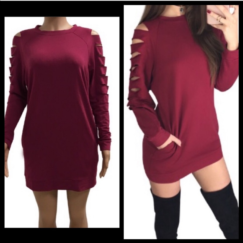 Cut out long sleeve sweater like dress